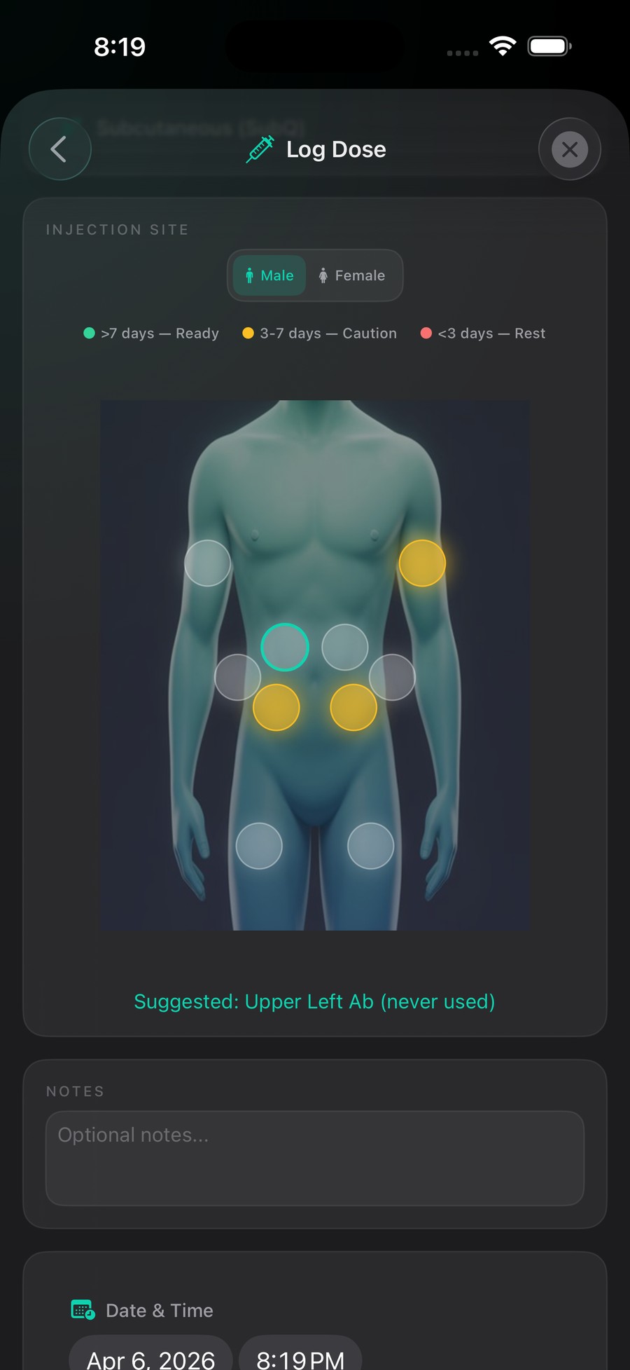 Dosi body map injection tracker